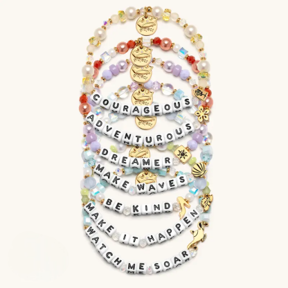 Inspirational Beaded Bracelet Bundle With Letter Charms For Women