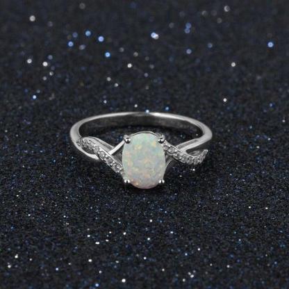 8mm Oval Cream Opal Stone Finger Ring Genuine 925 Sterling Silver Rings For Women Fashion Wedding Jewelry - Personalized Jewel
