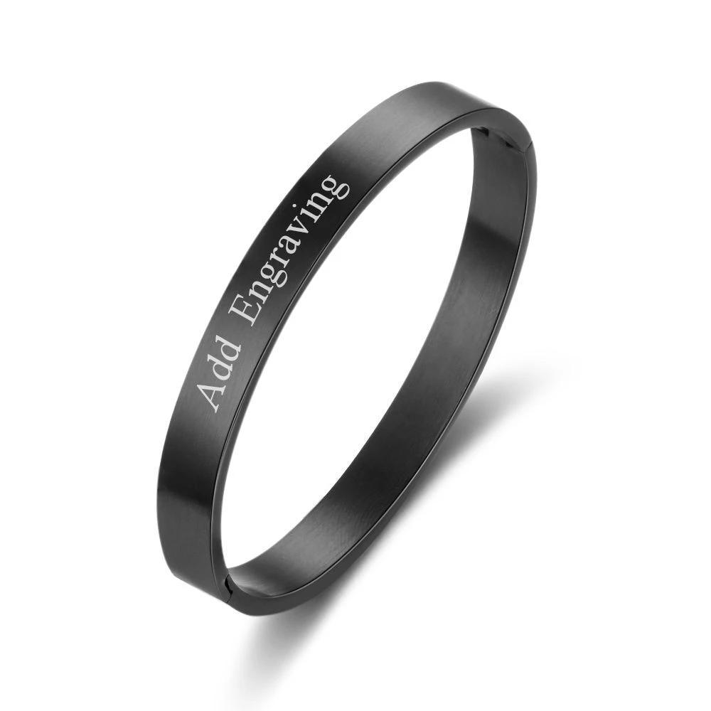 8mm Width Personalized Jewellery Engraved Name ID Bangle For Women Stainless Steel Bracelets & Bangles-Personalized Jewels