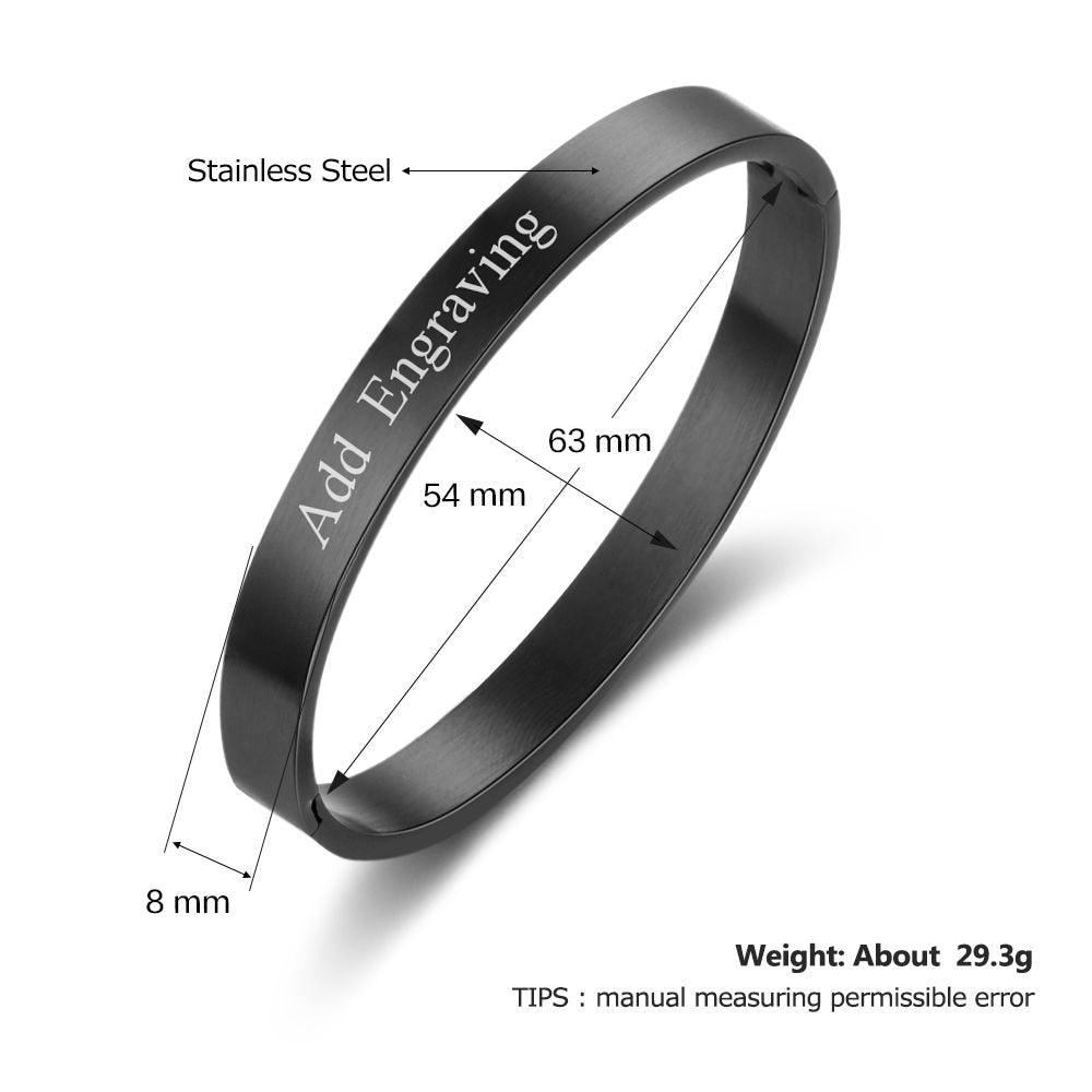 8mm Width Personalized Gift Jewelry Engraved Name ID Bangle For Women Stainless Steel Bracelets & Bangles - Personalized Jewel