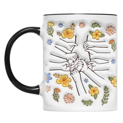 Personalized Family Flower Mug With Custom Name Design