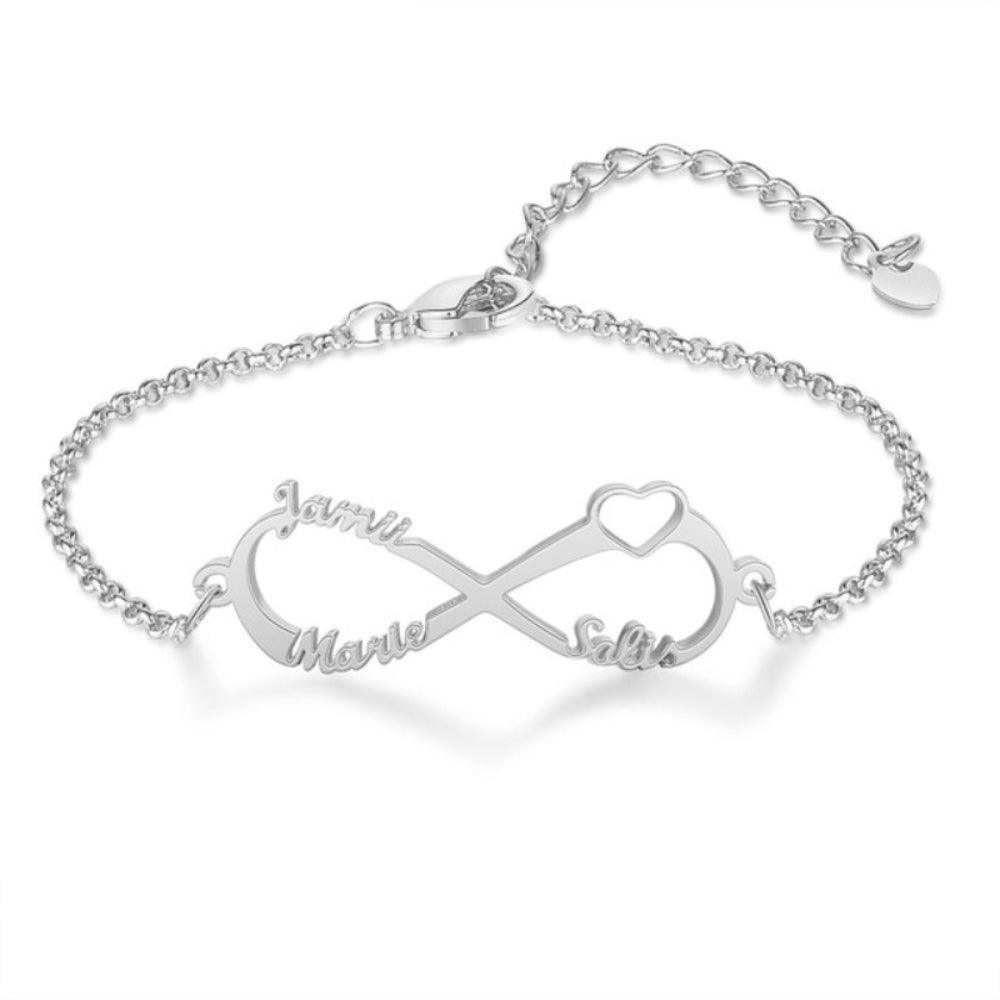 925 Sterling Silver 3 Custom Name Infinity Children Bracelet for Girls - Personalized Jewel