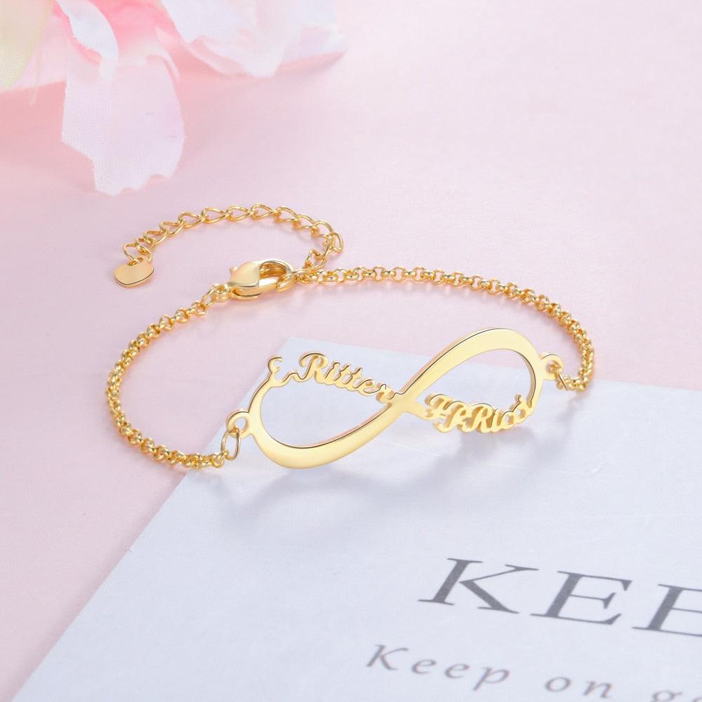 925 Sterling Silver 3 Custom Name Infinity Children Bracelet for Girls - Personalized Jewel