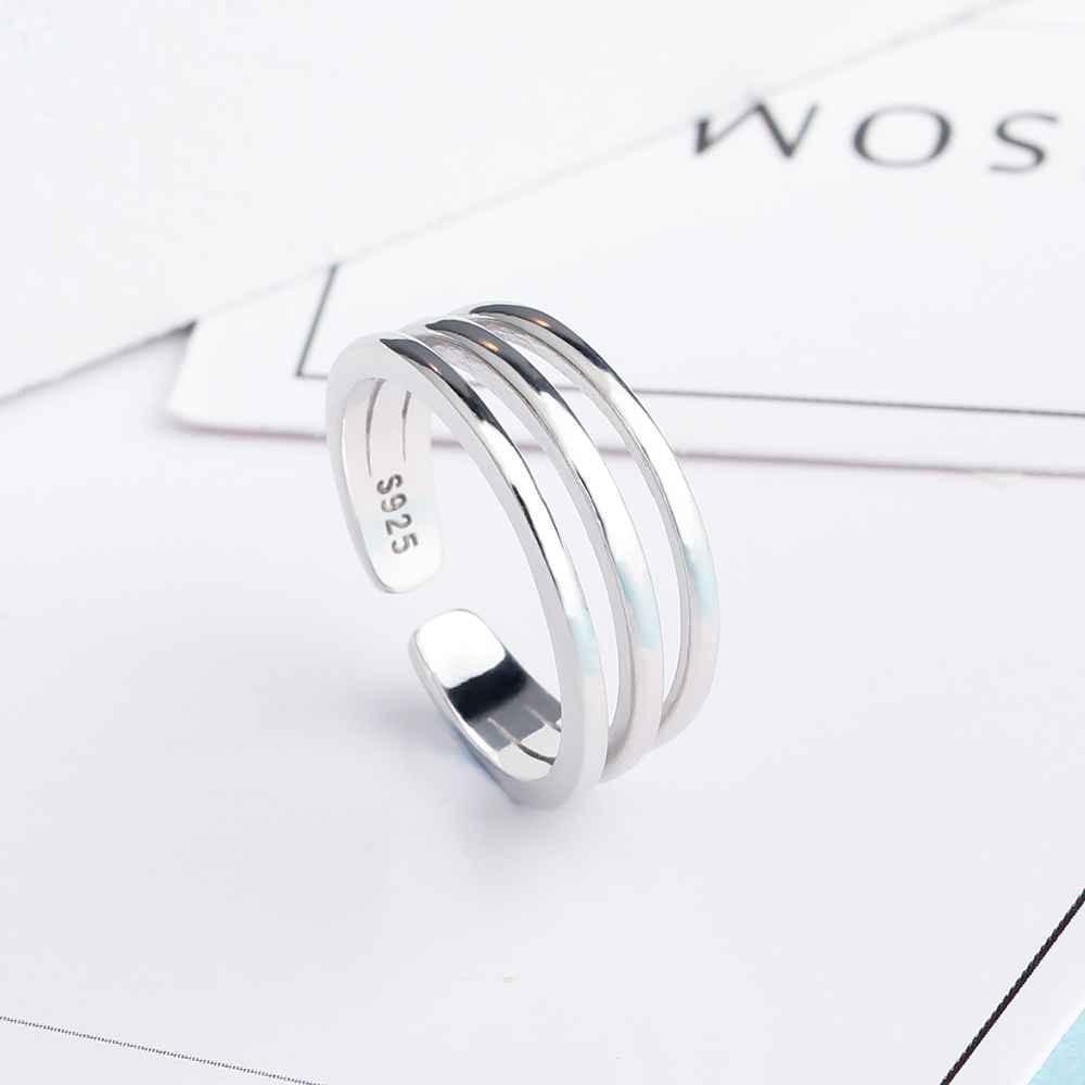 925 Sterling Silver 3 Layer Adjustable Open Cuff Wide Rings for Men & Women, Classy Fashion Jewelry Gift - Personalized Jewel