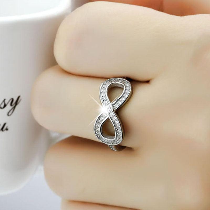 925 Sterling Silver 8-Shaped Knot Flowers Infinity Ring, Fashion Jewelry Gift for Women - Personalized Jewel