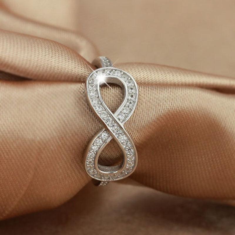 925 Sterling Silver 8-Shaped Knot Flowers Infinity Ring, Fashion Jewelry Gift for Women - Personalized Jewel