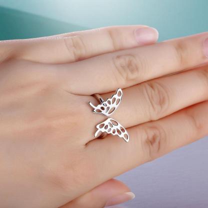 925 Sterling Silver Adjustable Butterfly Ring, Trendy Jewelry Gift for Women - Personalized Jewel