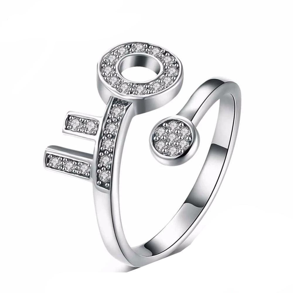 925 Sterling Silver Adjustable Key Shape Rings for Women, Trendy Fashion Jewelry - Personalized Jewel