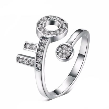 925 Sterling Silver Adjustable Key Shape Rings for Women, Trendy Fashion Jewelry - Personalized Jewel