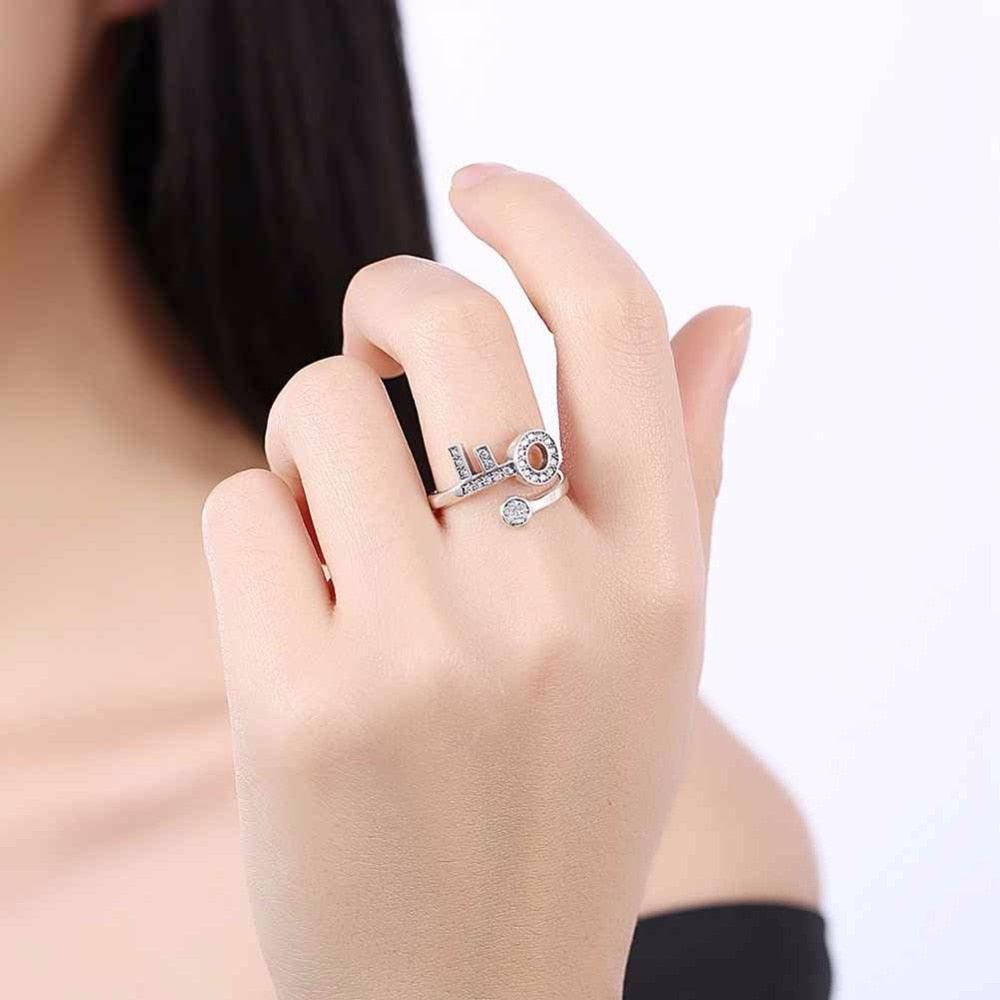925 Sterling Silver Adjustable Key Shape Rings for Women, Trendy Fashion Jewelry - Personalized Jewel