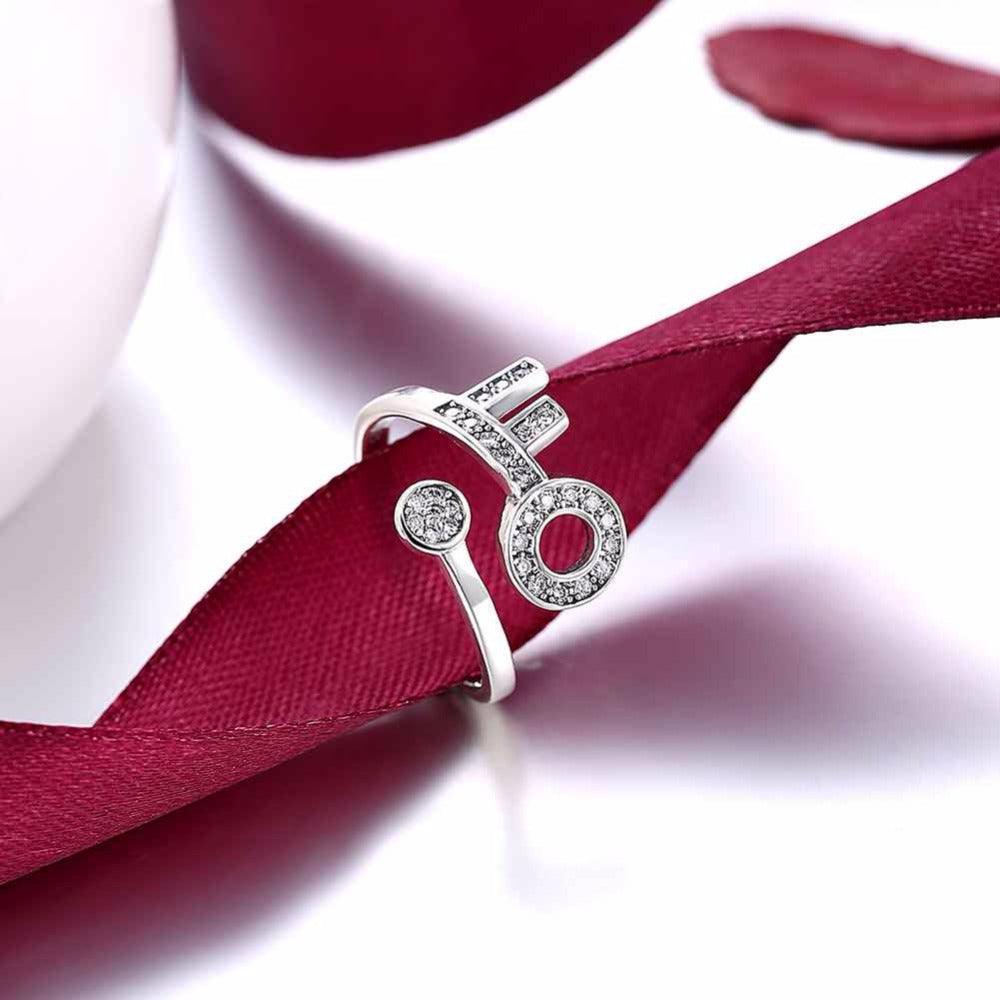 925 Sterling Silver Adjustable Key Shape Rings for Women, Trendy Fashion Jewelry - Personalized Jewel