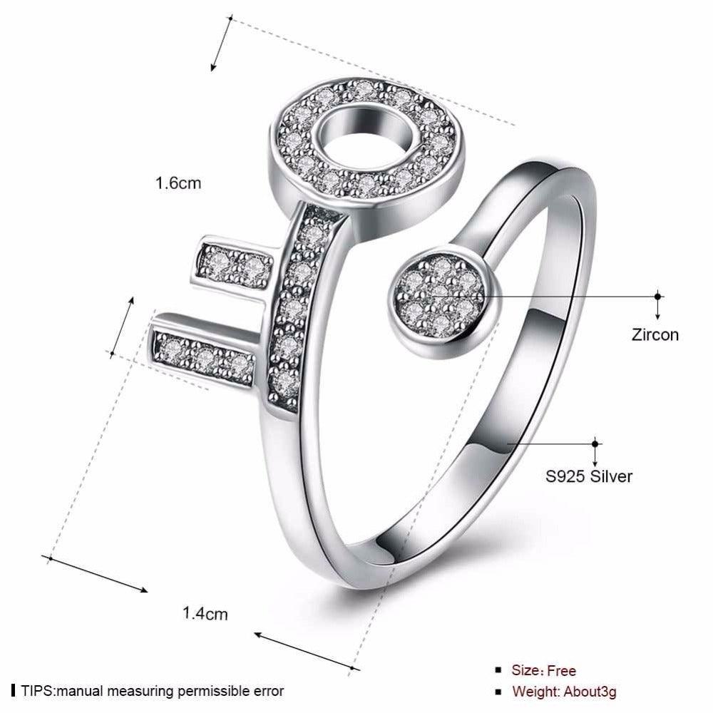 925 Sterling Silver Adjustable Key Shape Rings for Women, Trendy Fashion Jewelry - Personalized Jewel