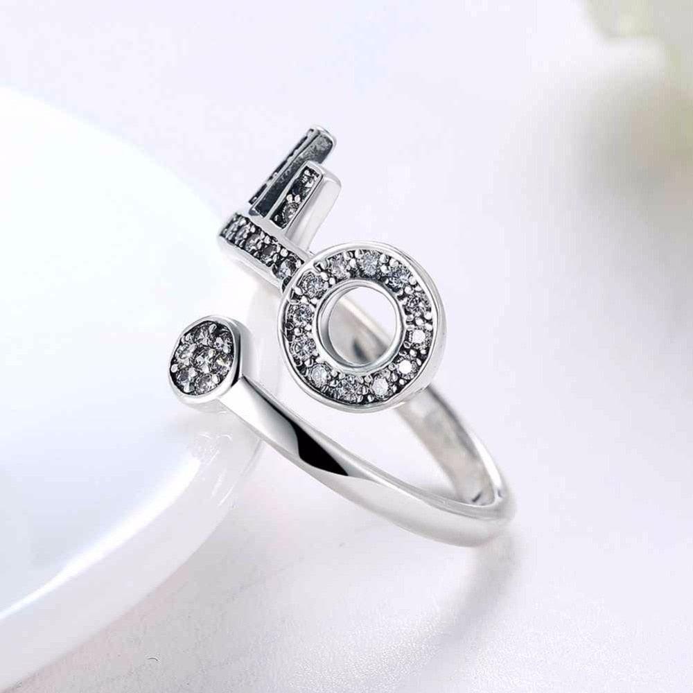 925 Sterling Silver Adjustable Key Shape Rings for Women, Trendy Fashion Jewelry - Personalized Jewel