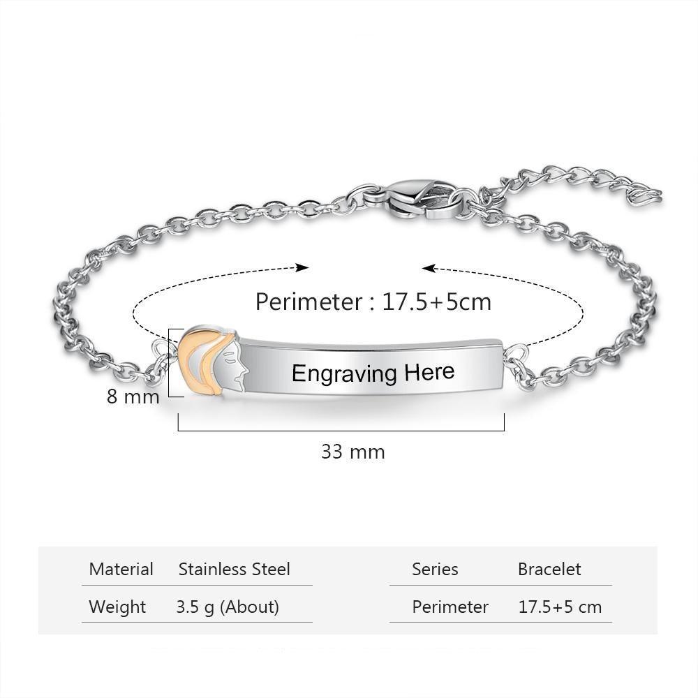 925 Sterling Silver Big Sister Tag - Chain Bracelet with Custom Name Engraved - Fashion Jewelry Gifts for Women - Personalized Jewel
