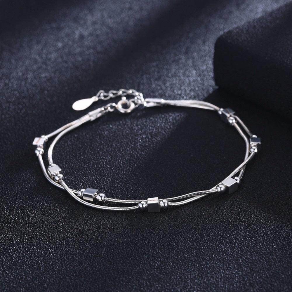 925 Sterling Silver Bracelet 2018 Square Silver-Color For Women Trendy Mother's Day Gift jewelry - Personalized Jewel