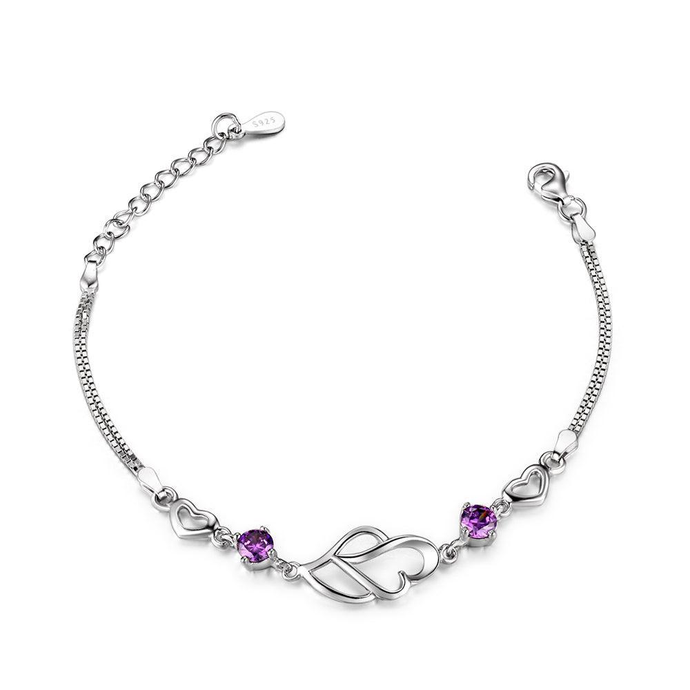 925 Sterling Silver Bracelets For Women Fashion Party Jewely Purple Cubic Zircionia Bracelets & Bangles Gift - Personalized Jewel