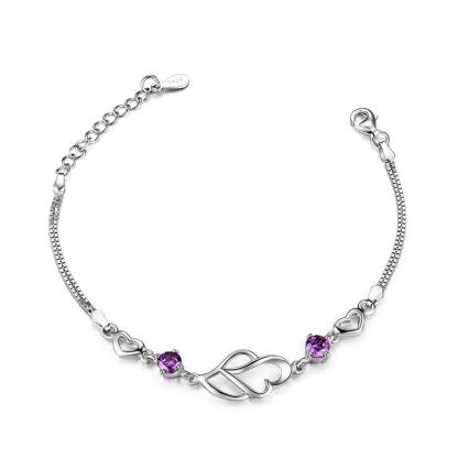 925 Sterling Silver Bracelets For Women Fashion Party Jewely Purple Cubic Zircionia Bracelets & Bangles Gift - Personalized Jewel