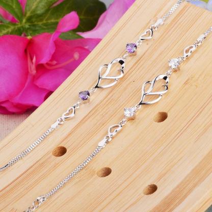 925 Sterling Silver Bracelets For Women Fashion Party Jewely Purple Cubic Zircionia Bracelets & Bangles Gift - Personalized Jewel