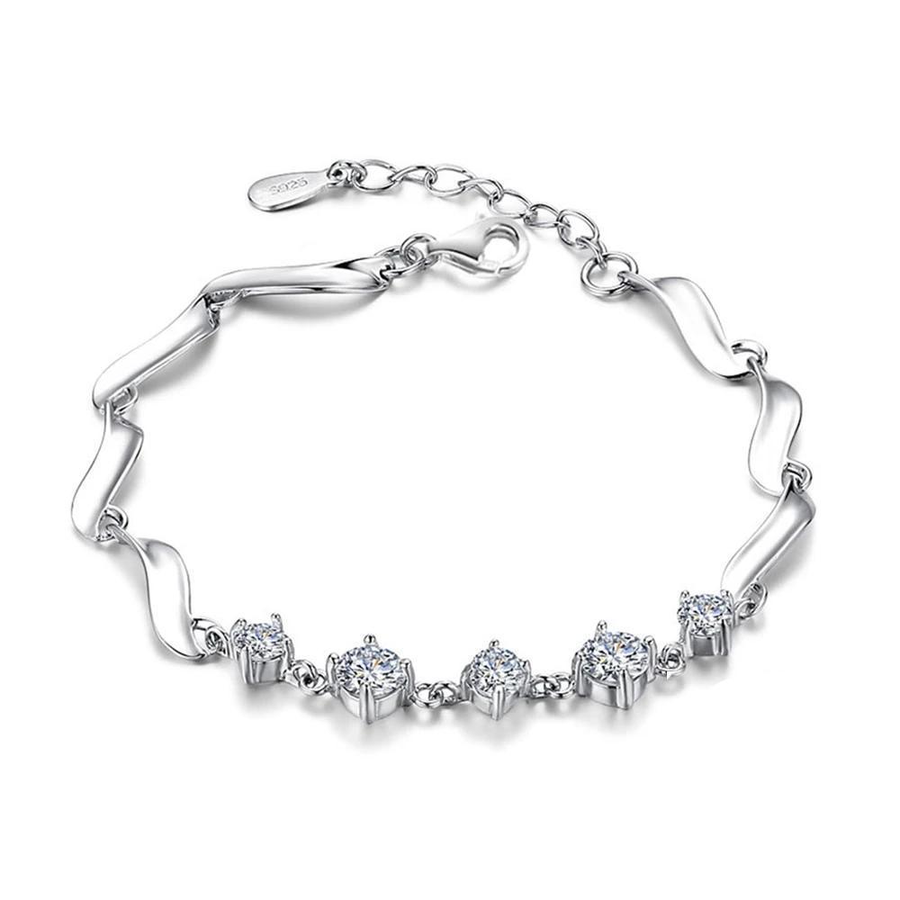 925 Sterling Silver Bracelets For Women Fashion Wedding Jewely Cubic Zircionia Bracelets & Bangles Gift - Personalized Jewel