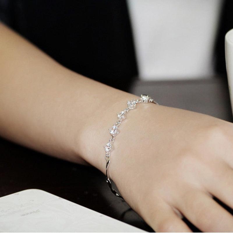 925 Sterling Silver Bracelets For Women Fashion Wedding Jewely Cubic Zircionia Bracelets & Bangles Gift - Personalized Jewel