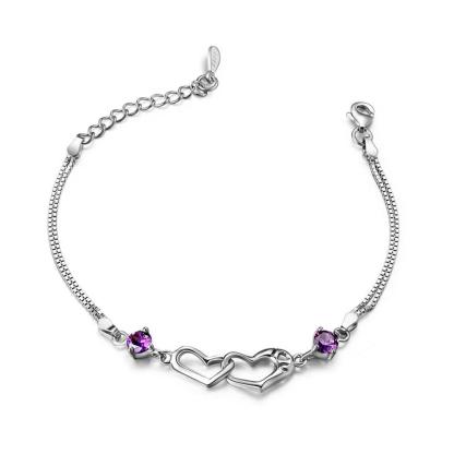 925 Sterling Silver Bracelets For Women Heart to Heart Jewely Cubic Zircionia Bracelets & Bangles Gift - Personalized Jewel