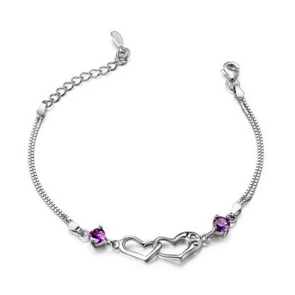 925 Sterling Silver Bracelets For Women Heart to Heart Jewely Cubic Zircionia Bracelets & Bangles Gift - Personalized Jewel