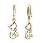 925 Sterling Silver Cat Drop Earrings-Personalized Jewels