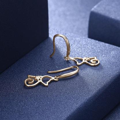 925 Sterling Silver Cat Drop Earrings - Personalized Jewel