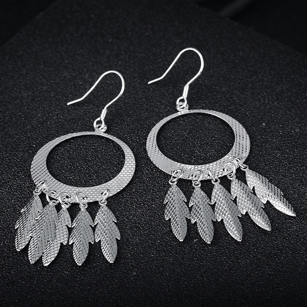 925 Sterling Silver Chandelier Leaf & Drop Earrings for Women, Fashion Jewelry Gift - Personalized Jewel