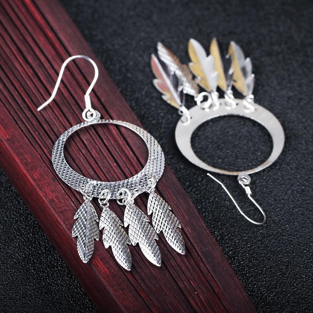 925 Sterling Silver Chandelier Leaf & Drop Earrings for Women, Fashion Jewelry Gift - Personalized Jewel