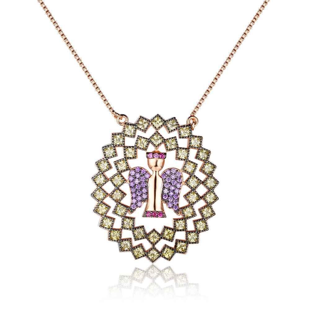 925 Sterling Silver Classic Choker Angel Pattern CZ Pendant Necklaces, Classic Choker Charming Gift for Women - Personalized Jewel