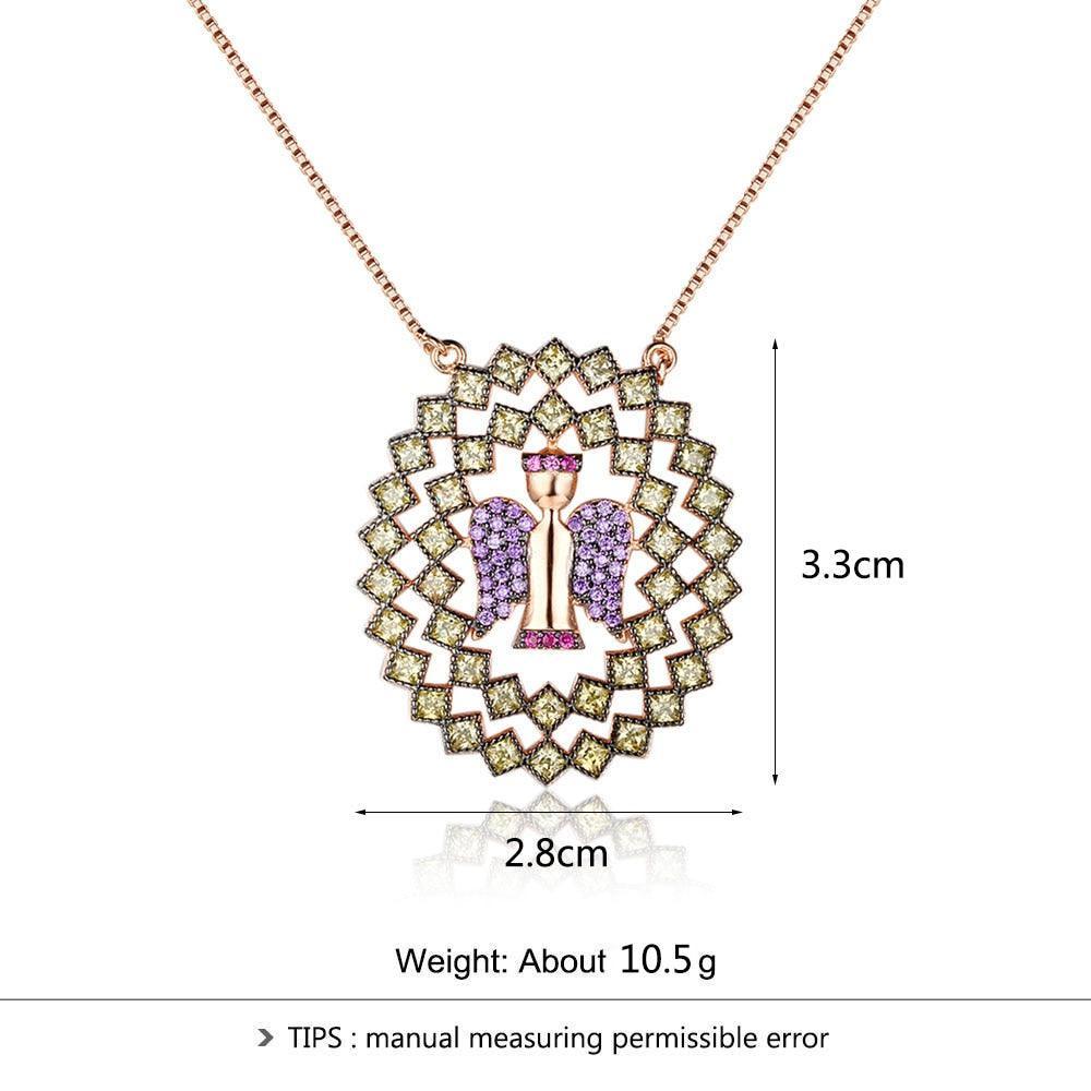 925 Sterling Silver Classic Choker Angel Pattern CZ Pendant Necklaces, Classic Choker Charming Gift for Women - Personalized Jewel