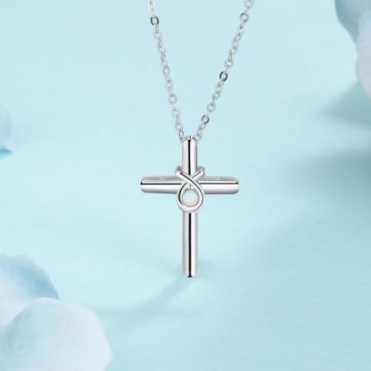 925 Sterling Silver Cross Shape with White Opal Stone Pendant Necklaces for Women - Personalized Jewel