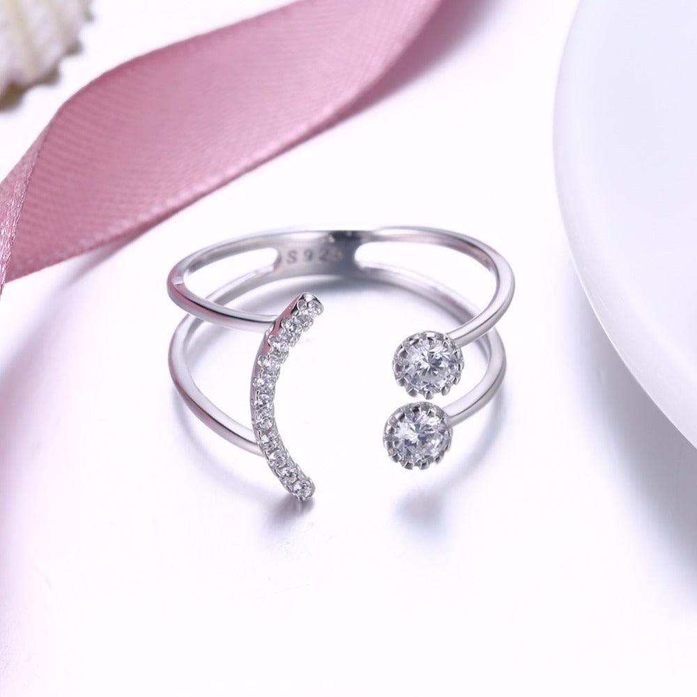 925 Sterling Silver Crystal Rings for Women with Smiley Geometric Pattern – Trendy Party Jewelry - Personalized Jewel
