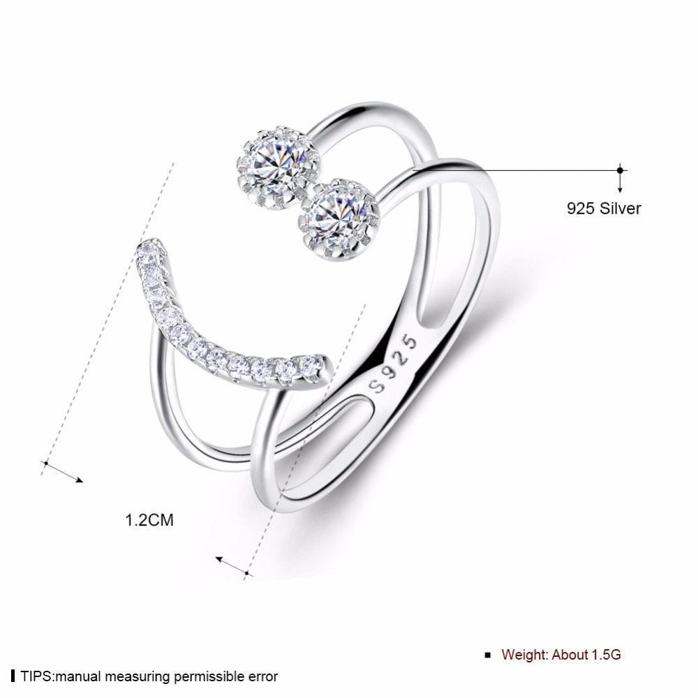 925 Sterling Silver Crystal Rings for Women with Smiley Geometric Pattern – Trendy Party Jewelry - Personalized Jewel