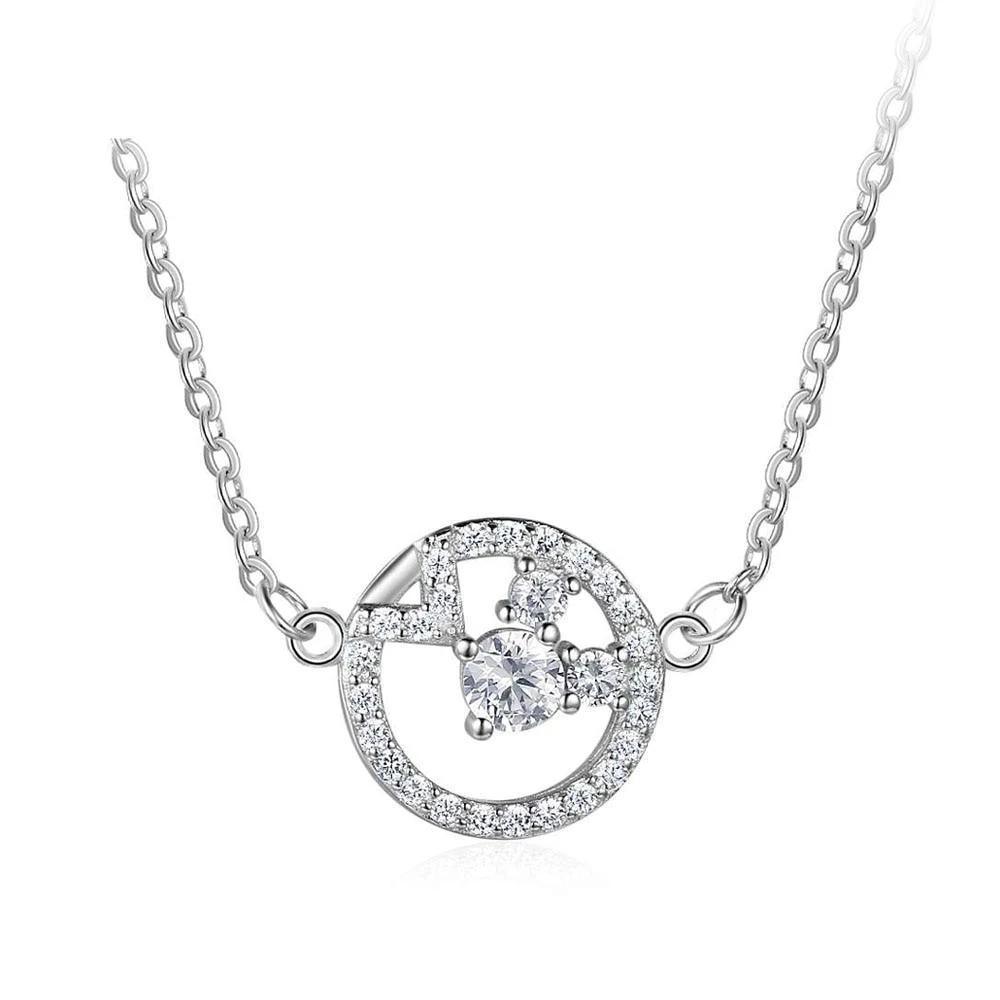 925 Sterling Silver Cubic Zirconia Geometric Pattern Pendant Necklace, Trendy Jewelry for Women - Personalized Jewel