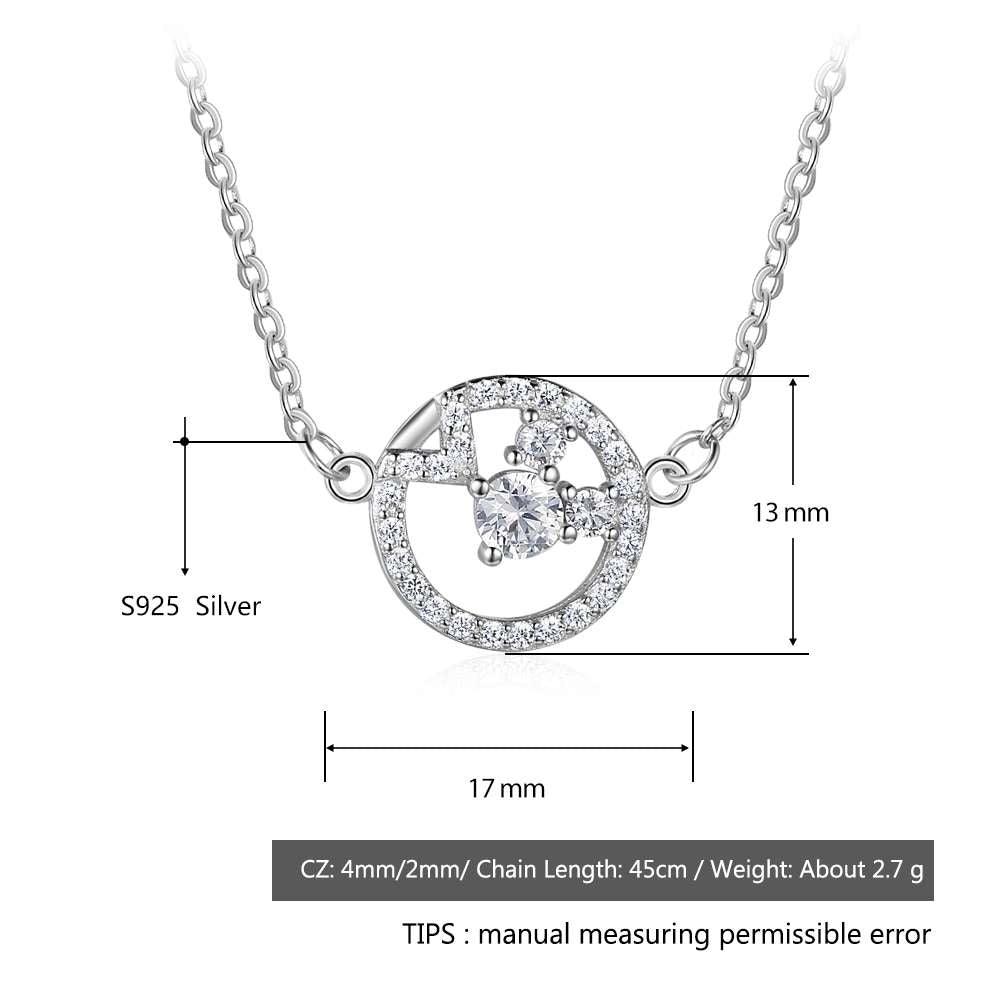 925 Sterling Silver Cubic Zirconia Geometric Pattern Pendant Necklace, Trendy Jewelry for Women - Personalized Jewel