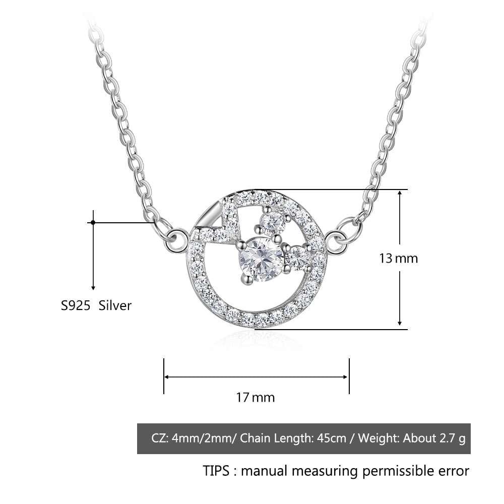 925 Sterling Silver Cubic Zirconia Geometric Pattern Pendant Necklace, Trendy Jewelry for Women - Personalized Jewel