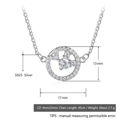 925 Sterling Silver Cubic Zirconia Geometric Pattern Pendant Necklace, Trendy Jewelry for Women - Personalized Jewel