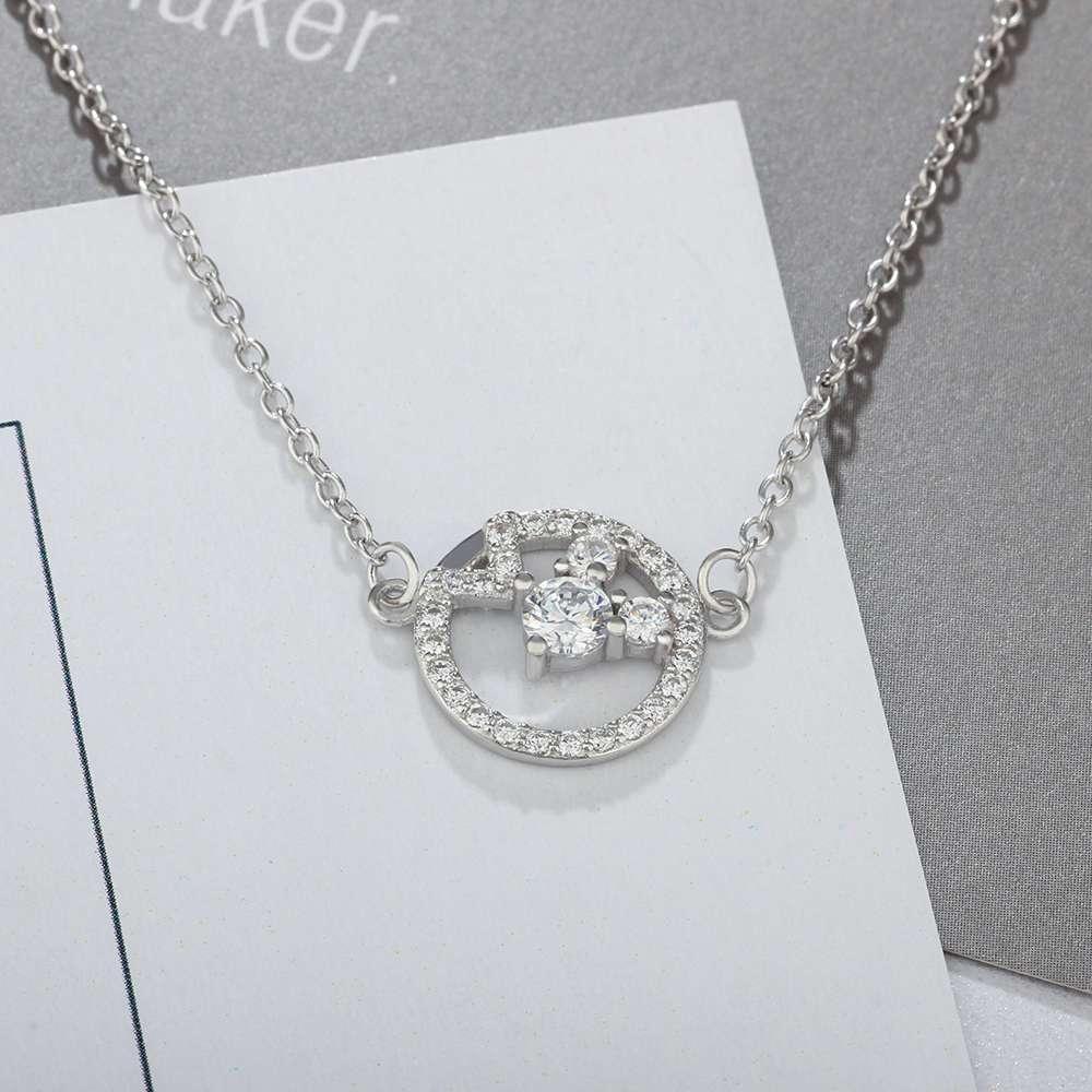 925 Sterling Silver Cubic Zirconia Geometric Pattern Pendant Necklace, Trendy Jewelry for Women - Personalized Jewel