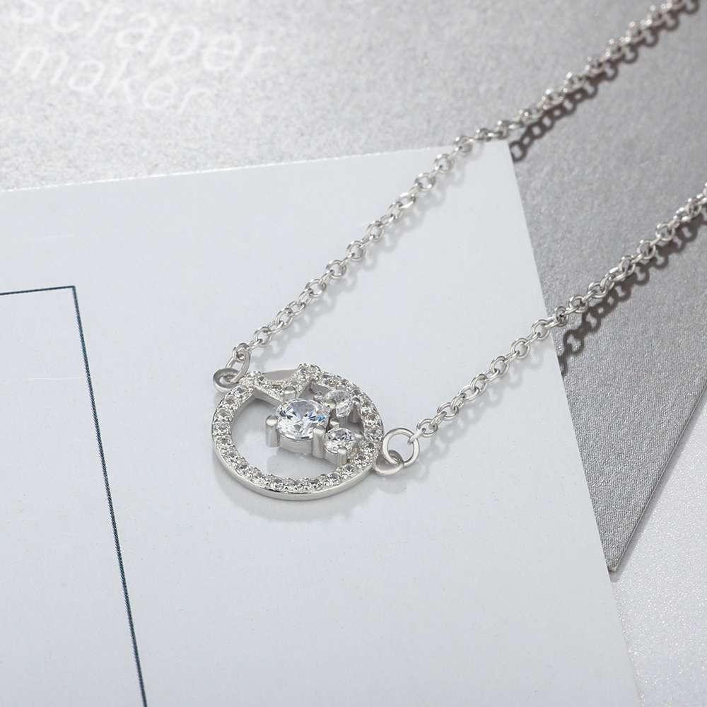 925 Sterling Silver Cubic Zirconia Geometric Pattern Pendant Necklace, Trendy Jewelry for Women - Personalized Jewel