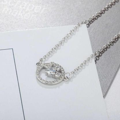 925 Sterling Silver Cubic Zirconia Geometric Pattern Pendant Necklace, Trendy Jewelry for Women - Personalized Jewel