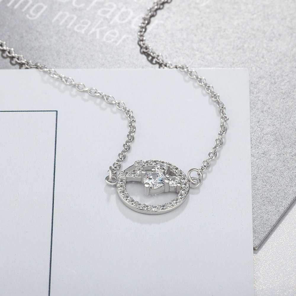925 Sterling Silver Cubic Zirconia Geometric Pattern Pendant Necklace, Trendy Jewelry for Women - Personalized Jewel