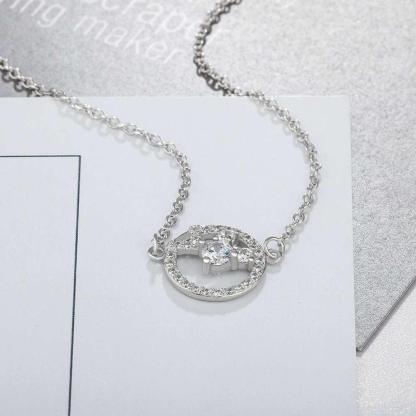 925 Sterling Silver Cubic Zirconia Geometric Pattern Pendant Necklace, Trendy Jewelry for Women - Personalized Jewel
