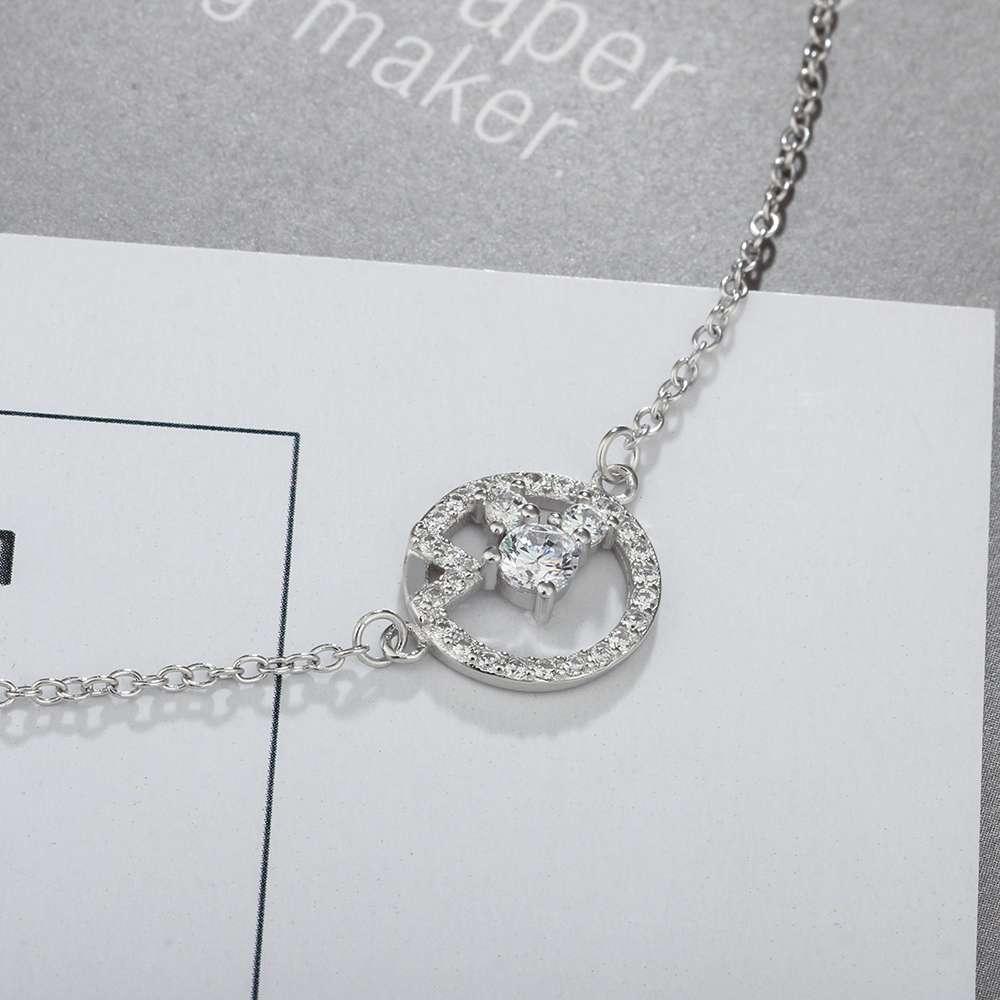 925 Sterling Silver Cubic Zirconia Geometric Pattern Pendant Necklace, Trendy Jewelry for Women - Personalized Jewel