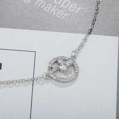 925 Sterling Silver Cubic Zirconia Geometric Pattern Pendant Necklace, Trendy Jewelry for Women - Personalized Jewel