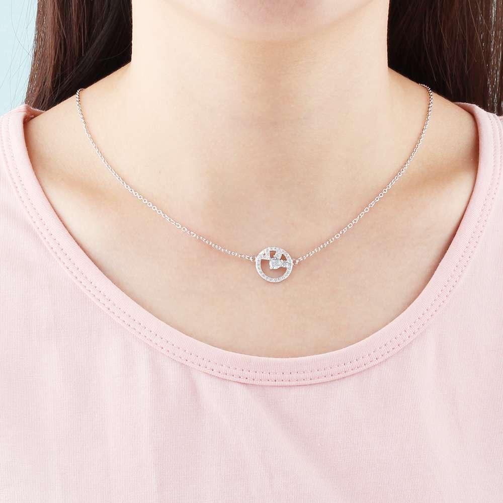 925 Sterling Silver Cubic Zirconia Geometric Pattern Pendant Necklace, Trendy Jewelry for Women - Personalized Jewel
