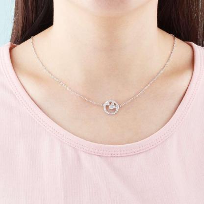 925 Sterling Silver Cubic Zirconia Geometric Pattern Pendant Necklace, Trendy Jewelry for Women - Personalized Jewel