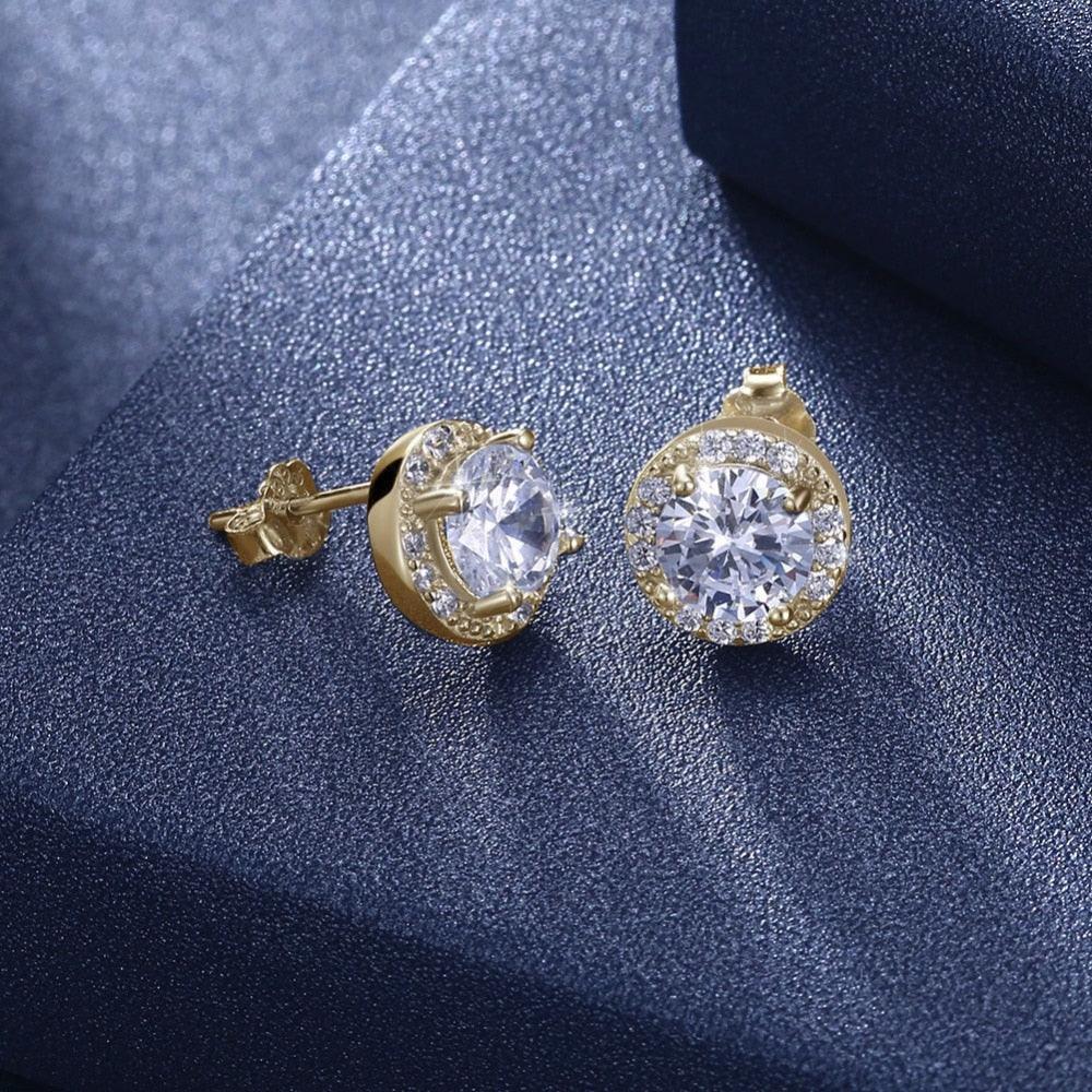 925 Sterling Silver Cubic Zirconia Stud Earrings-Personalized Jewels