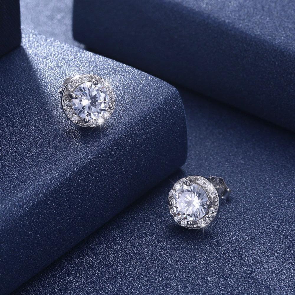 925 Sterling Silver Cubic Zirconia Stud Earrings-Personalized Jewels